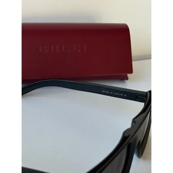 NEW Gucci GG1723S Black Flat Top Unisex Sunglasses - Picture 12 of 13